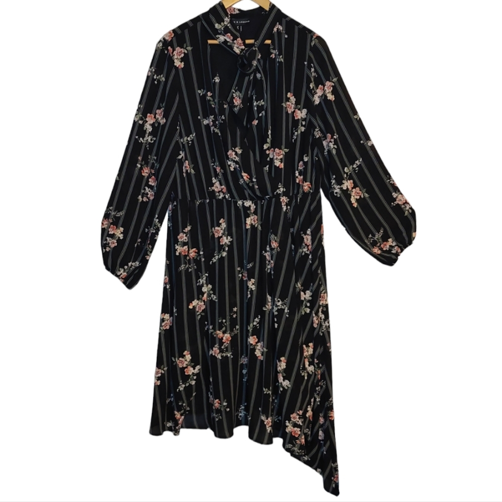 Love and Legend Asymetrical Hem Neck Tie Dress Size 18 - Picture 6 of 9